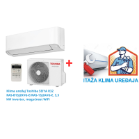 Klima uređaj Toshiba SEIYA R32 RAS-B13J2KVG-E/RAS-13J2AVG-E, 3,3 kW inverter, mogućnost WiFi SA MONTAŽOM